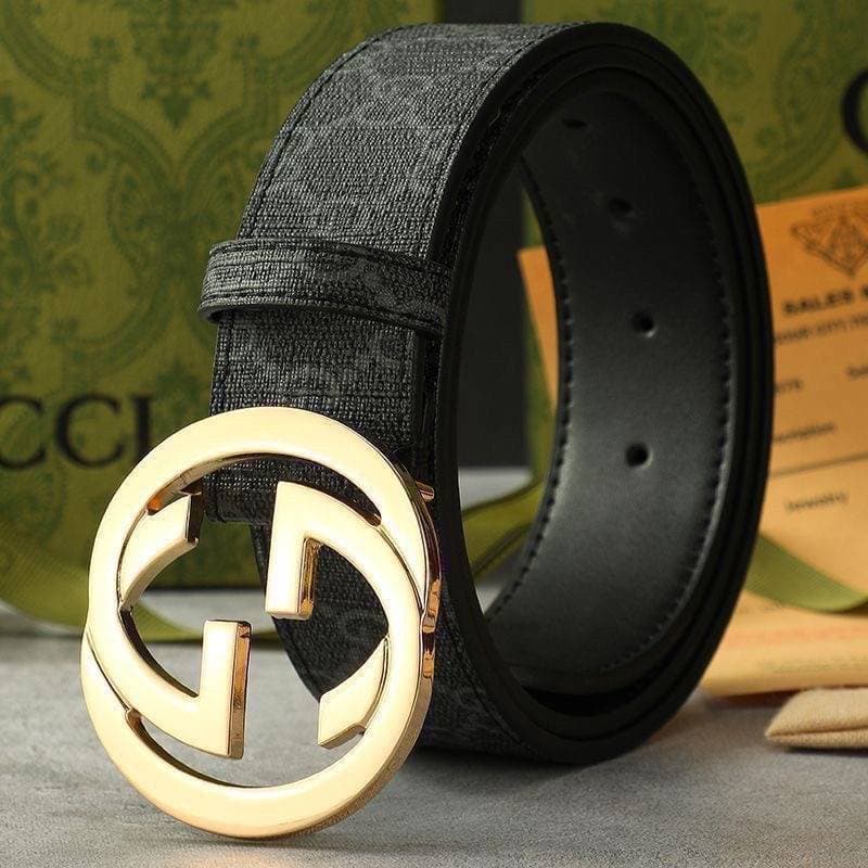 Ceinture en cuir à boucle double G classique pour homme, idéale pour les affaires et les déplacements, avec imprimé rétro et cuir de vachette r