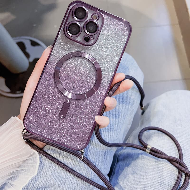 Crossbody Lanyard Full Lens Protect Case For IPhone 15 16 14 13 12 11 Pro Max Plus Magnetic Wireless Charging Cover