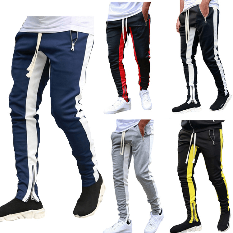 Men Outdoor Gym Pants Elastic Sweatpants Men Autumn Winter Zipper Casual Jogging Sports Running Tight Trousers Sportswear Pants