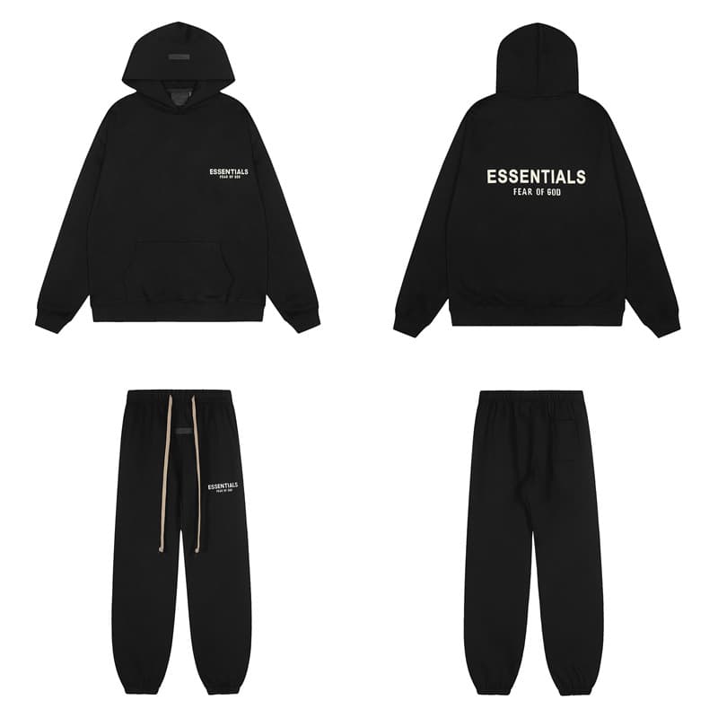 Sweat à capuche noir à lettres floquées FOG Double ESSENTIALS, collection printemps-été 2022, nouvelle marque tendance, vente flash transfrontal