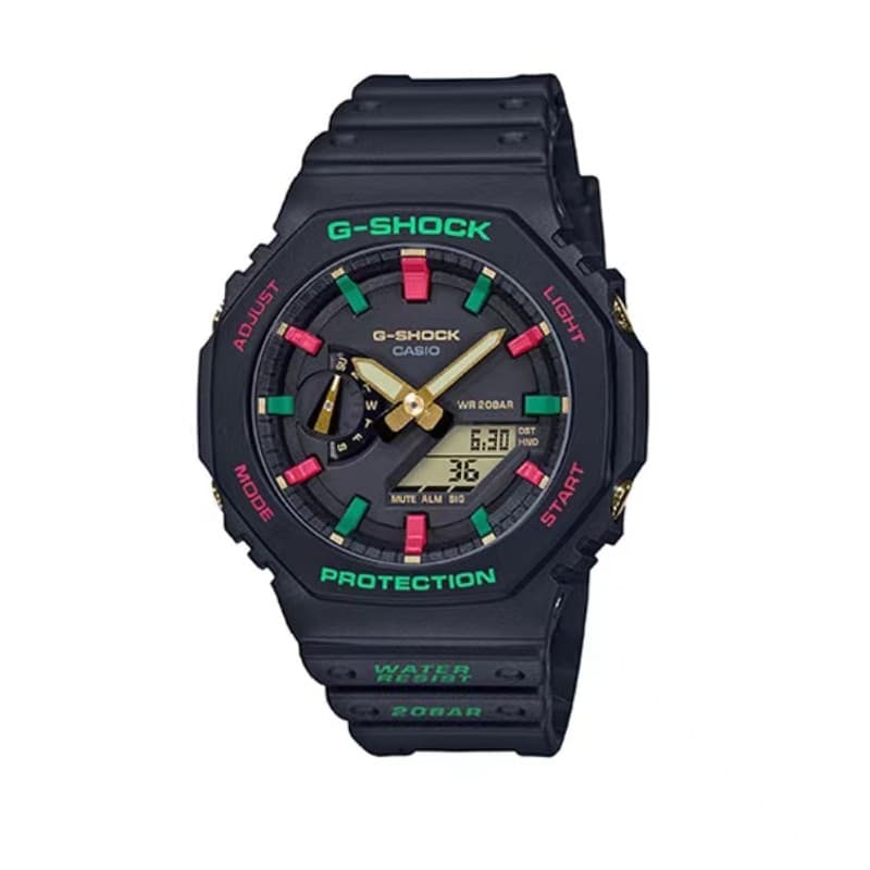 Montres de luxe pour femmes, dégradé de couleurs arc-en-ciel, transparentes, sport, multifonctions, pointeur lumineux, haut de gamme, GA-2100SRS-7A
