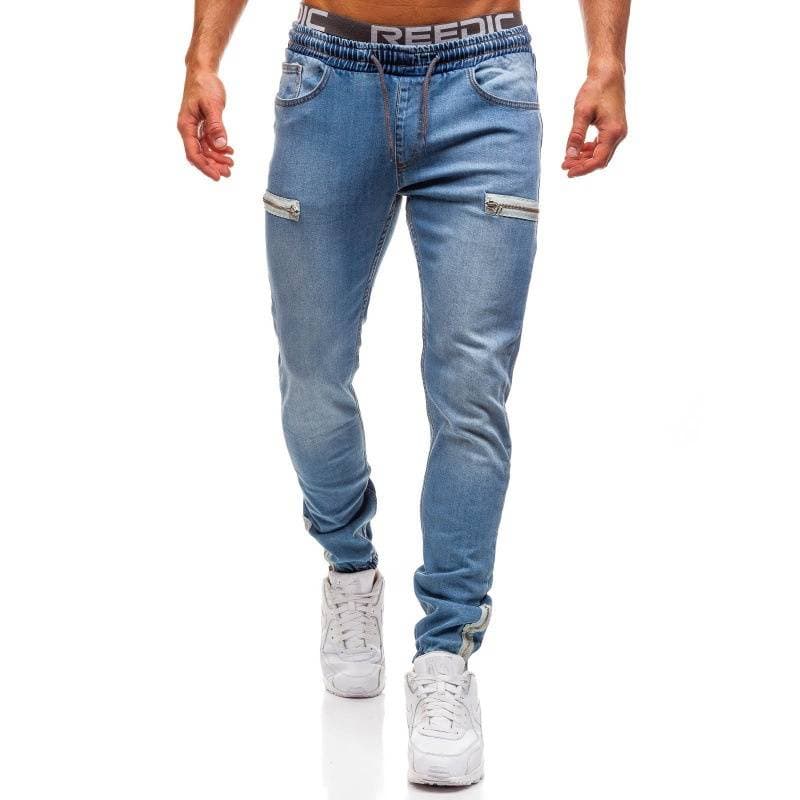 Men's Clothing Men's Denim Fabric Casual Matte Zipper Design Sports Fashion Casual Jeans Men
