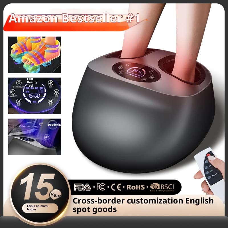 Professional Foot Massager With Heat Therapy - Wireless Remote Control, Large LCD Screen, Negative Ion, Silent Operation,