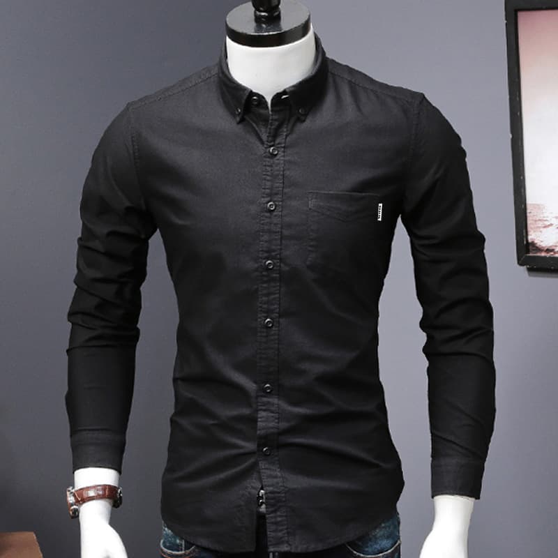 Chemise à manches longues printemps automne nouvelle version coréenne tendance en pur coton pour homme, décontractée et élégante.