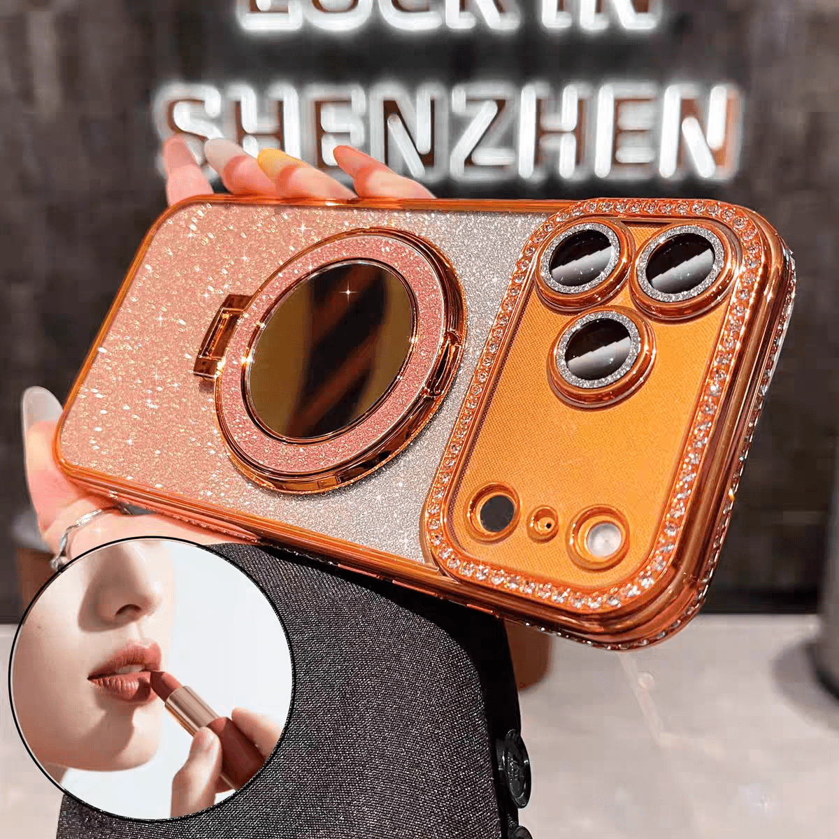 Make Up Mirror Magnetic Bracket Case Pro Max Gradient Color Dias Cover For Iphone Promax 17 Plus Soft Cases