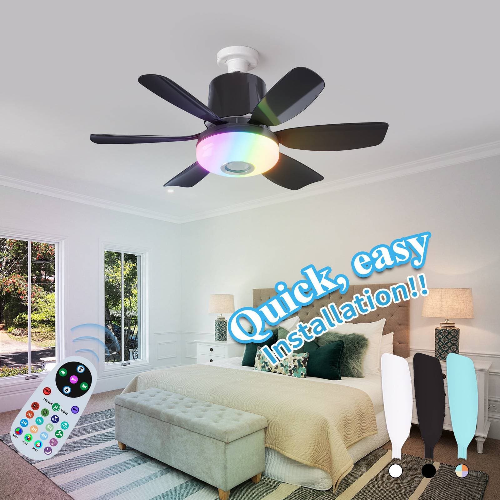 Fan Light Modern Simple Bedroom Ceiling Fan Light Household Fan Lighting Integrated Fan Chandelier