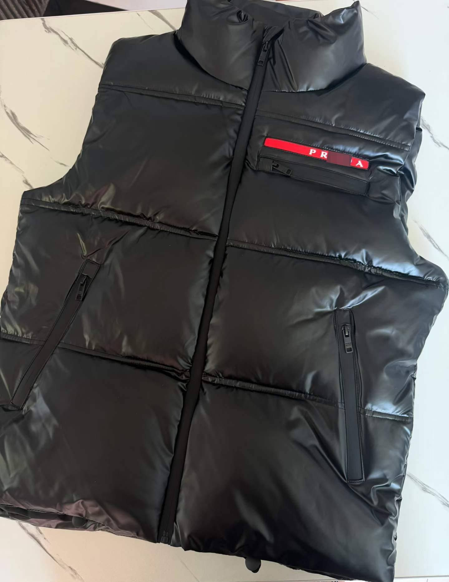 Gilet sans manches matelassé brillant déperlant Prarada, col montant ajustable, poches multiples zippées, thermique, décontracté, pour les activ