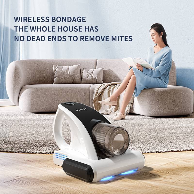 Household Handheld Wireless Vacuum Cleaner And Mite Remover Bedroom Bedding Cleaning Supplies Strong Suction Purple Light Bacteria