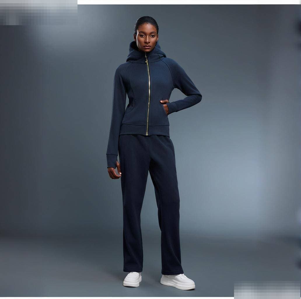​​Women’s Fleece-Lined Zip-Up Yoga Jacket – Slim-Fit Long Sleeve Workout Hoodie For Fall & Winter, Stretchy & Warm For Running