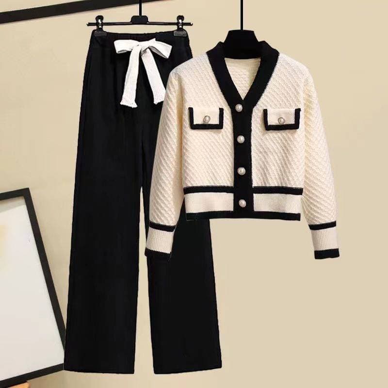 Women's Clothing Large Size Spring And Autumn Suits Fashionable And Age Reducing College Style Sweaters Women's Casual Pants Two Piece Suits
