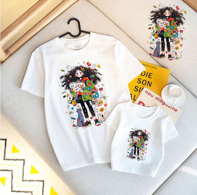 Mother & Kids Foreign Trade Hollow Lace Round Neck Three-quarter Sleeve Parent-child Outfit Mother And Daughter Dress