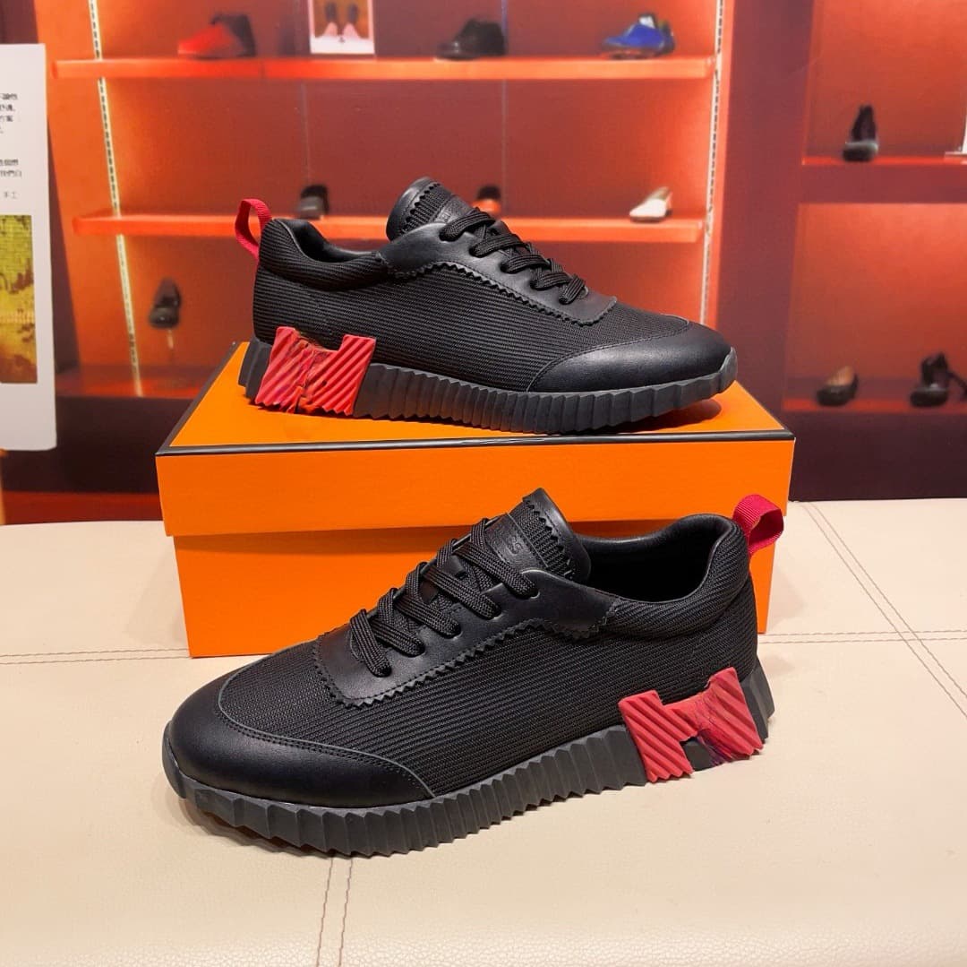 Baskets décontractées de marque H pour couple, chaussures de course respirantes, confortables et à lacets, en cuir véritable et à blocs de coule
