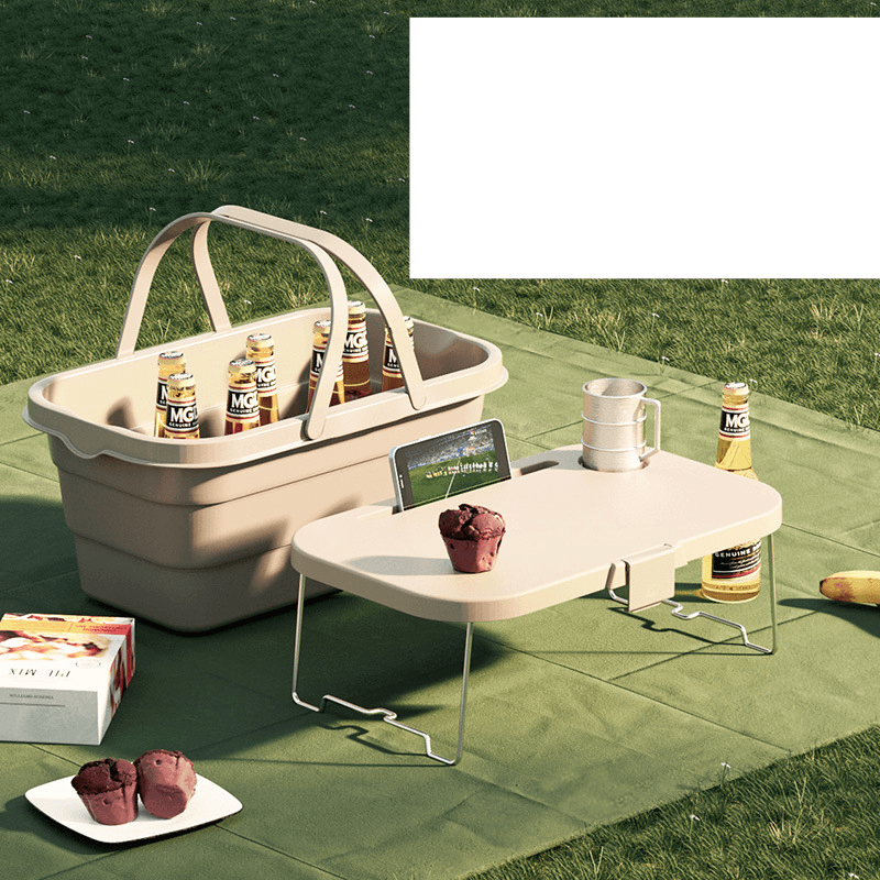 Outdoor picnic basket Large capacity hand basket Folding box Folding storage box Spring picnic basket small table