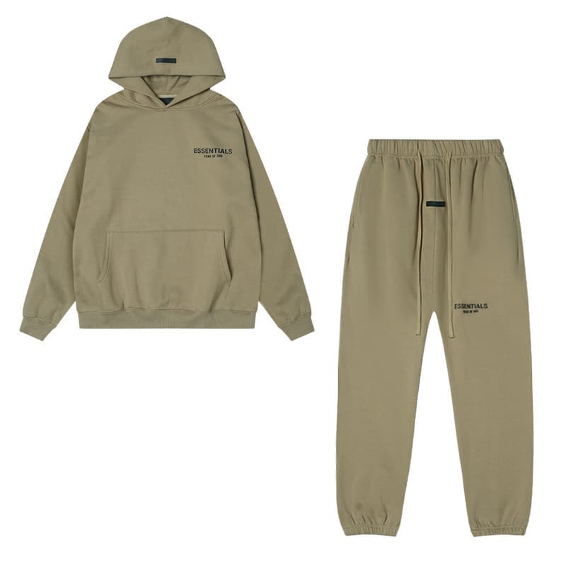 Sweat-shirt ample à double ligne FOG ESSENTIALS Saison 8 avec lettres floquées au dos, en éponge à capuche