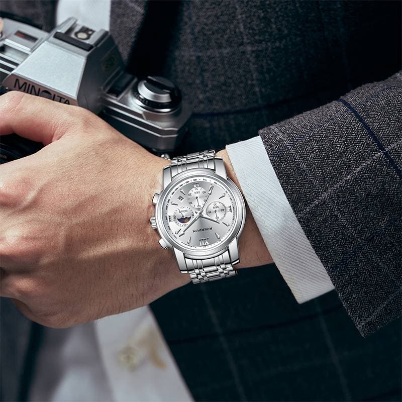 ROERDUM Cool Play Series - Quartz Movement, Stainless Steel Bracelet, Silver Dial, Casual & Stylish Men's Watch