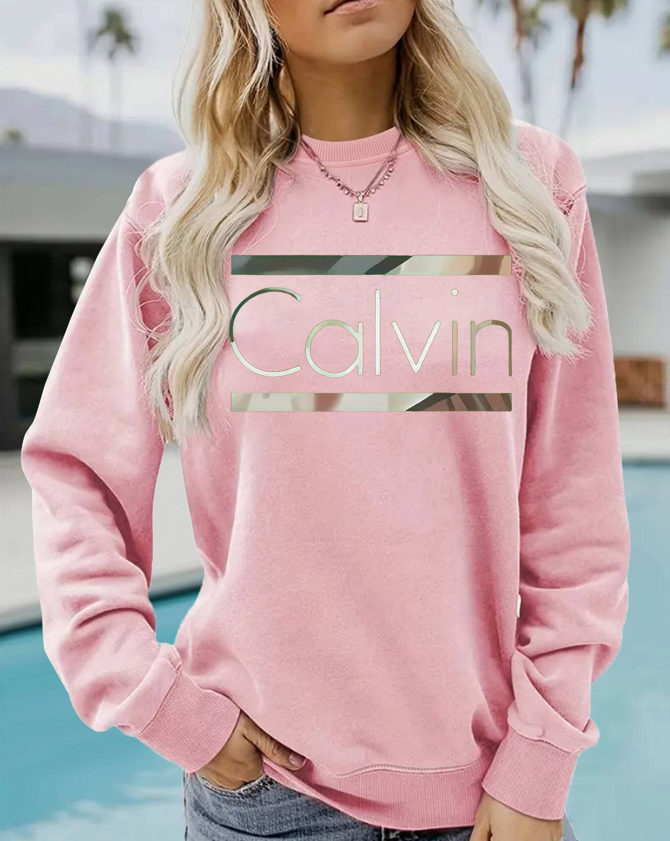 Sweat-shirt imprimé confortable à col rond pour femme – Pull décontracté surdimensionné (blanc/noir/rouge, S–XXL)