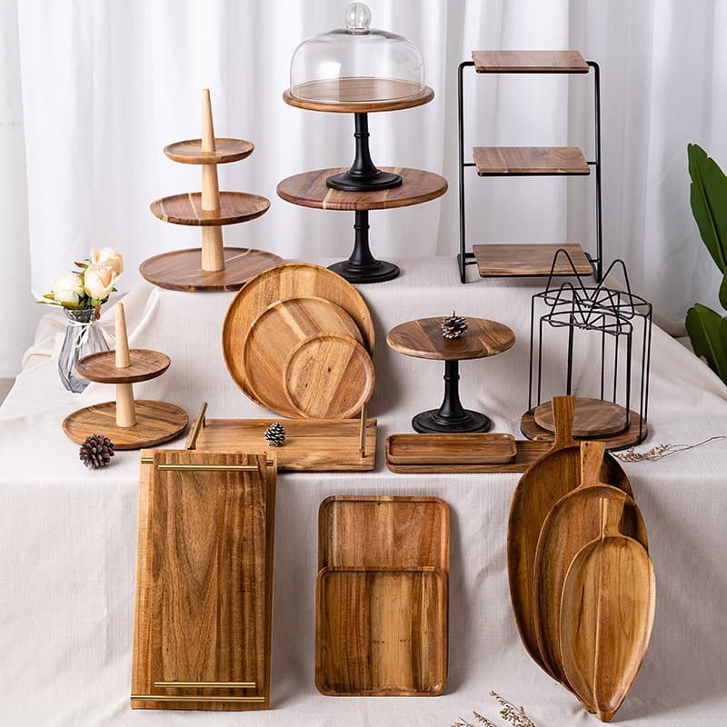 Handcrafted Acacia Wood Dessert Stand - 3-Tier Cake Display Tray For Wedding & Birthday Decor