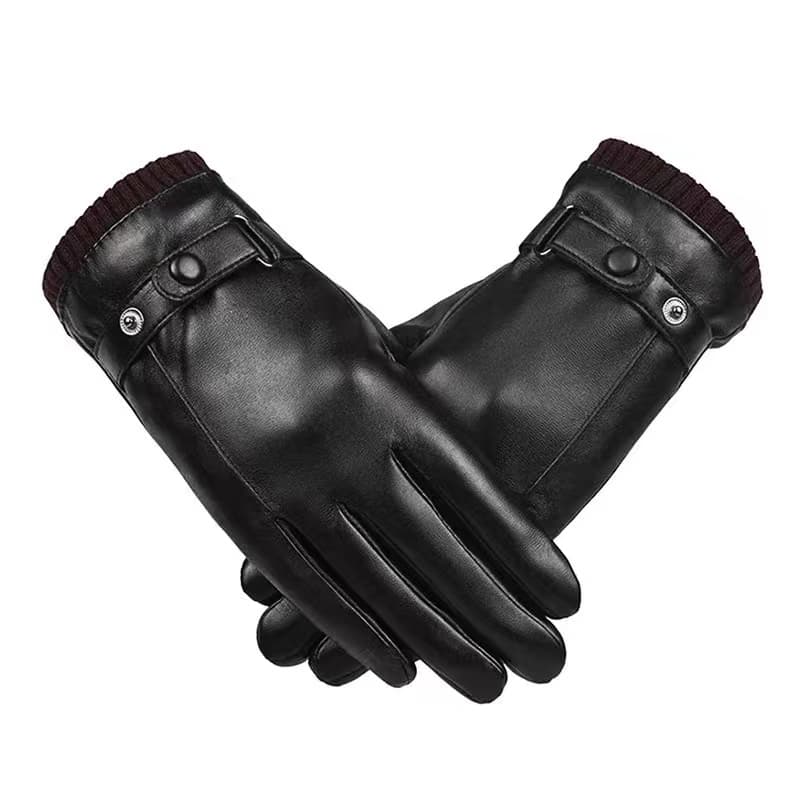 Leather Gloves Men's Winter Warm Cold Padded Thickened Cycling Waterproof Touch Screen Motorcycle Riding Gloves