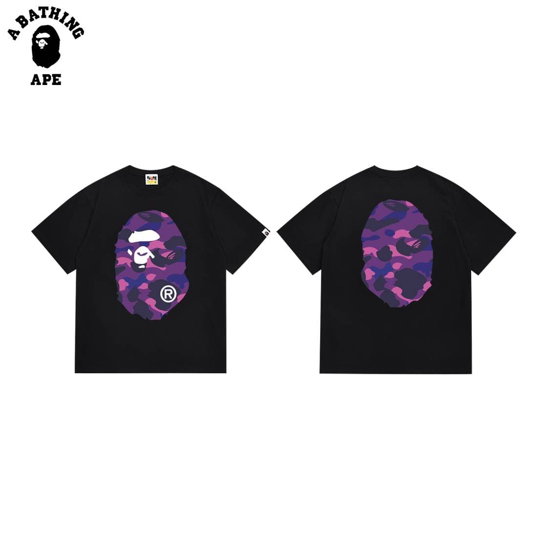 A BATHING APE BAPE-Double Sided Camouflage Ape Head Print Pure Cotton Short Sleeved Shirt