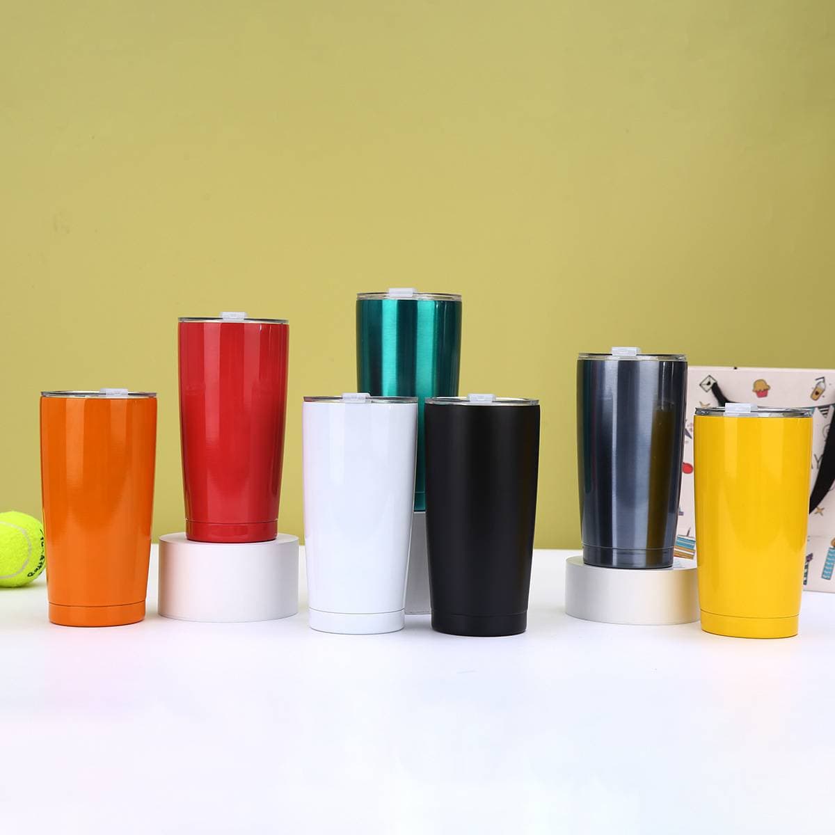 inner Plastic Outer Steel Car Cup 20oz Double Layer Insulated Coffee Cup Car Travel Cup