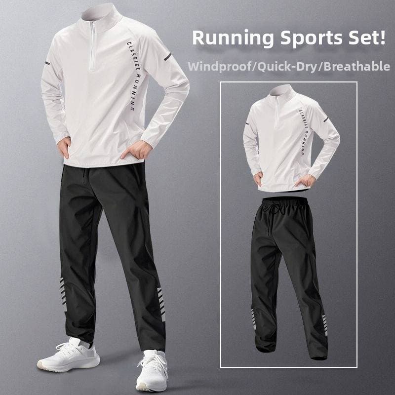 Men's Winter Sports Suit Quick Drying Half Zipper Jacket For Running Cycling Morning Run Training Outdoor Fitness