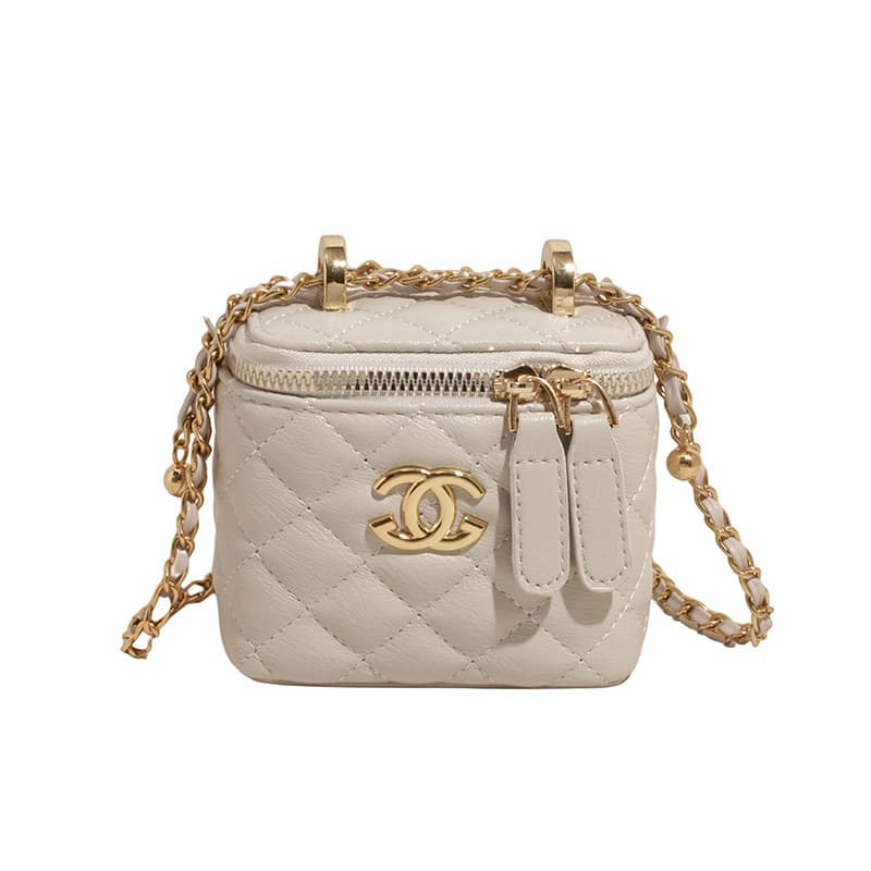 Sac bandoulière carré matelassé brodé à chaîne pour femme, collection printemps 2025