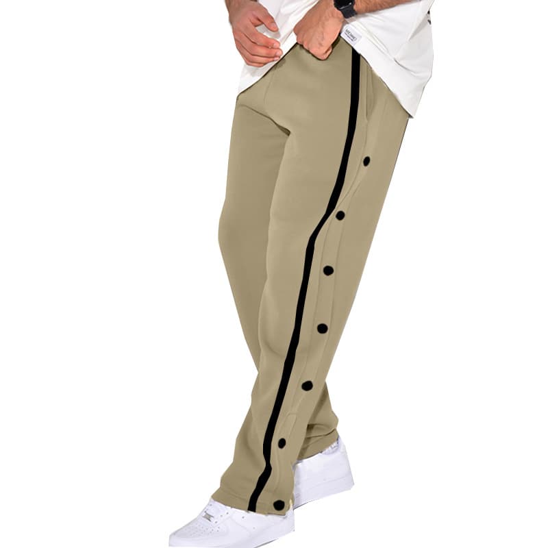 2024 European And American Cross-border Leisure Sports Breasted Pants Men's Autumn New Loose Straight Drawstring Large Size Trousers