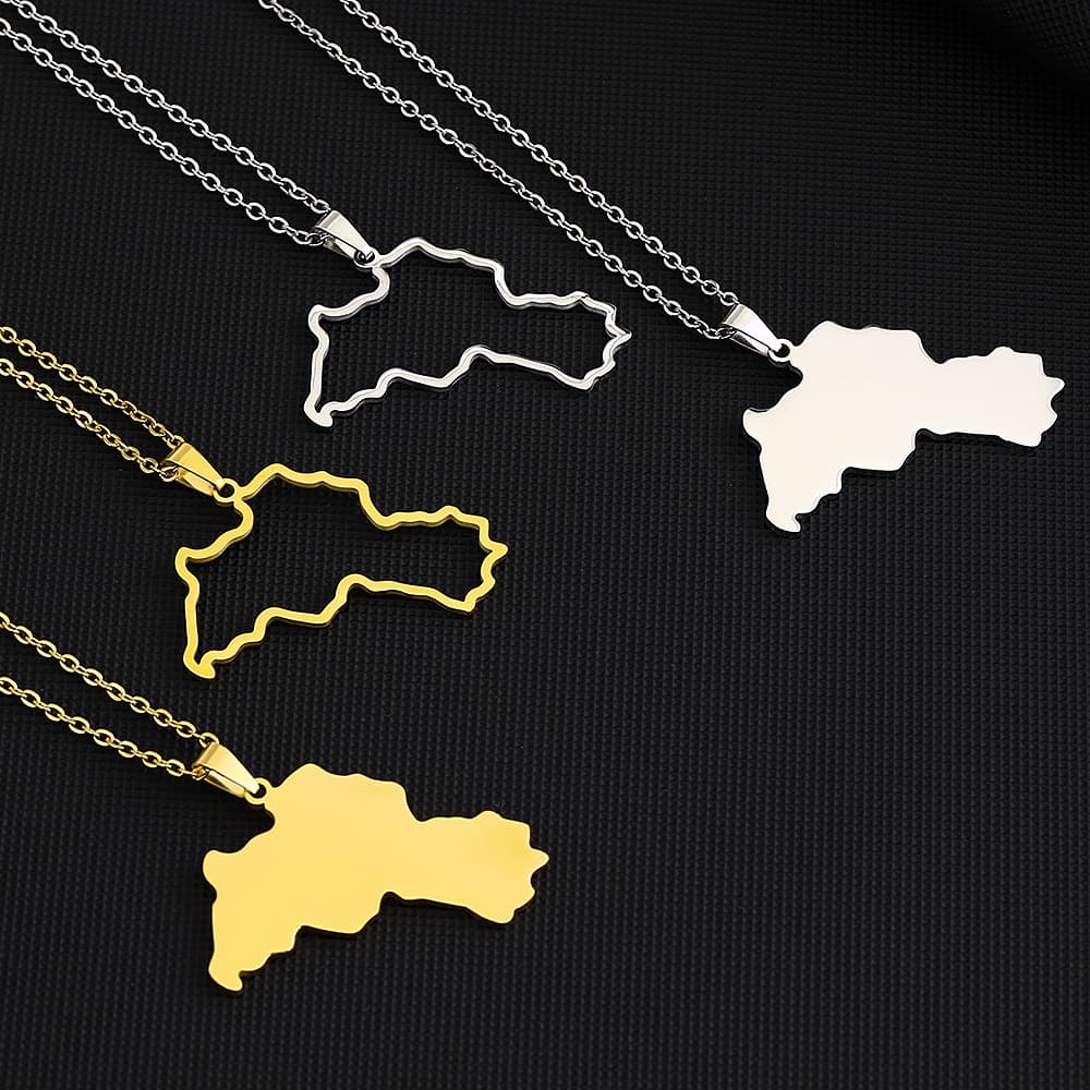 Hot Selling Stainless Steel Family Style Kurdistan Map Necklace Geometric Pendant Accessories New Product