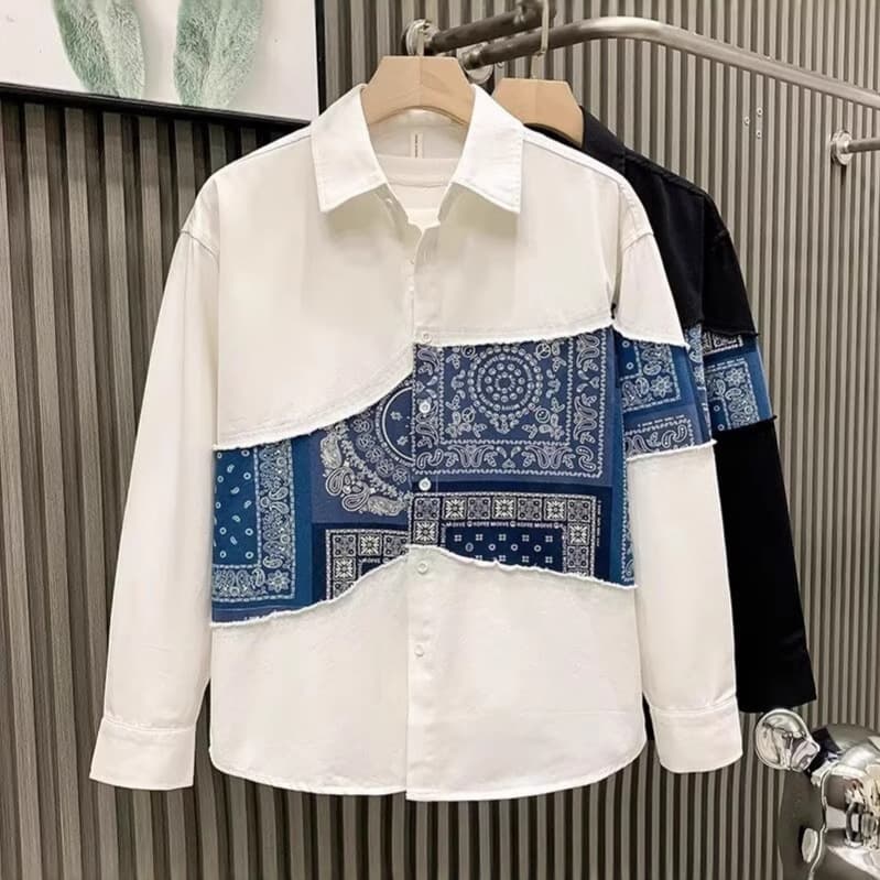 Men's Clothing Fashion Brand Spring And Autumn Patchwork Printed Shirts For Men Trendy High End Niche Handsome Personality Shirts Men's Shirts