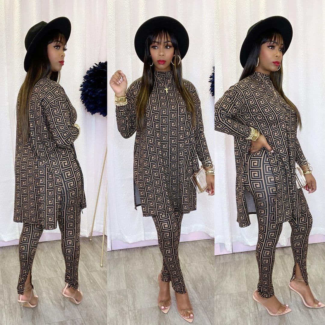 Fashion Printed Long-sleeved T-shirt And Trousers Two-piece Set