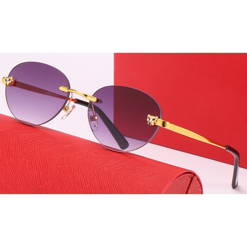 2023 New Model Frameless Metal Leopard Head Sunglasses For Women, European And American Trendy Sunglasses, Ocean Lens