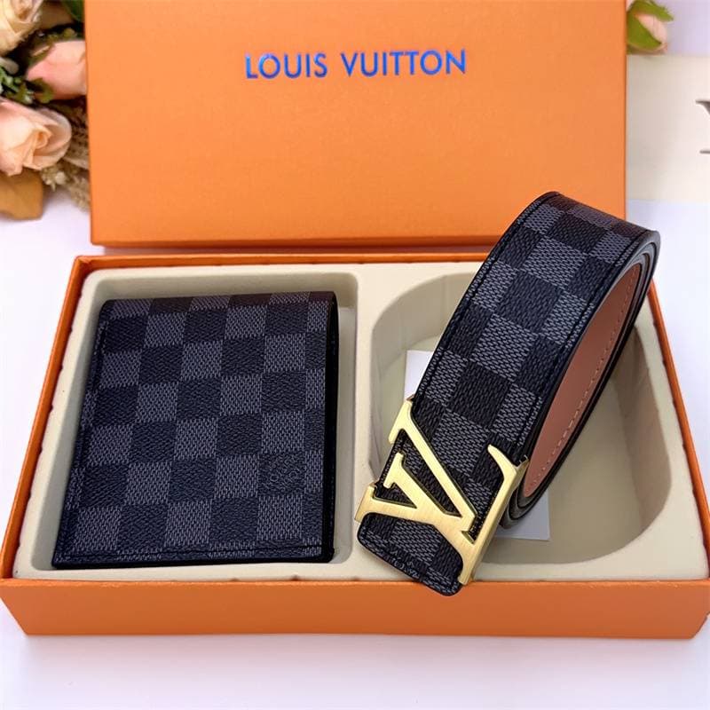Ensemble ceinture et portefeuille de luxe léger et de haute qualité pour homme et femme.