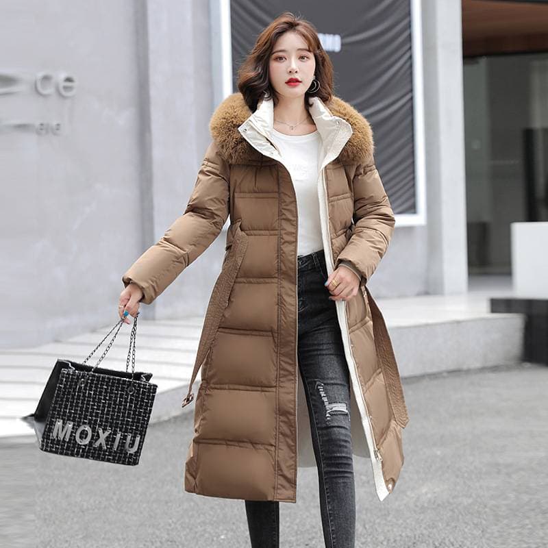 Manteaux d'hiver Veste matelassée en coton pour femmes Veste matelassée en coton Mi-longue Longueur genou Version coréenne Veste matelassée en co