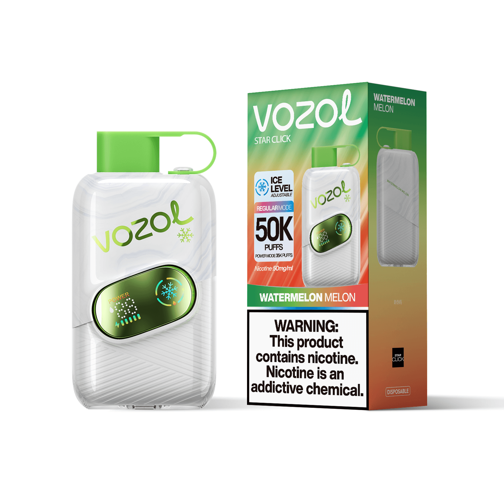 Entrepôt UE 1 PCS Vozol Star Click 50000 Bouffées 50k Vape Jetable avec Écran Bildschirm Vape Boisson Énergisante Longue Durée