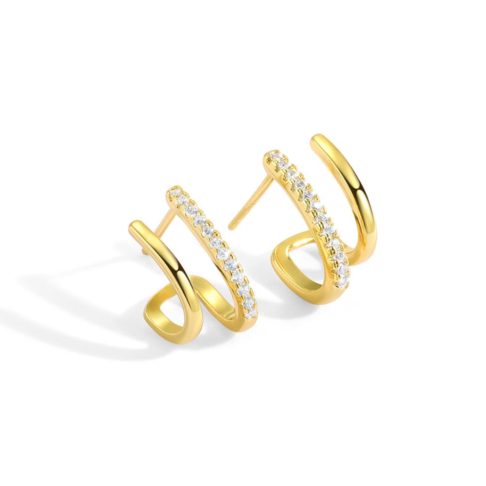 Women's Jewelry Geometric Metal Style Double Layer Round Micro Inlaid Zircon Ear Clip Ear Jewelry