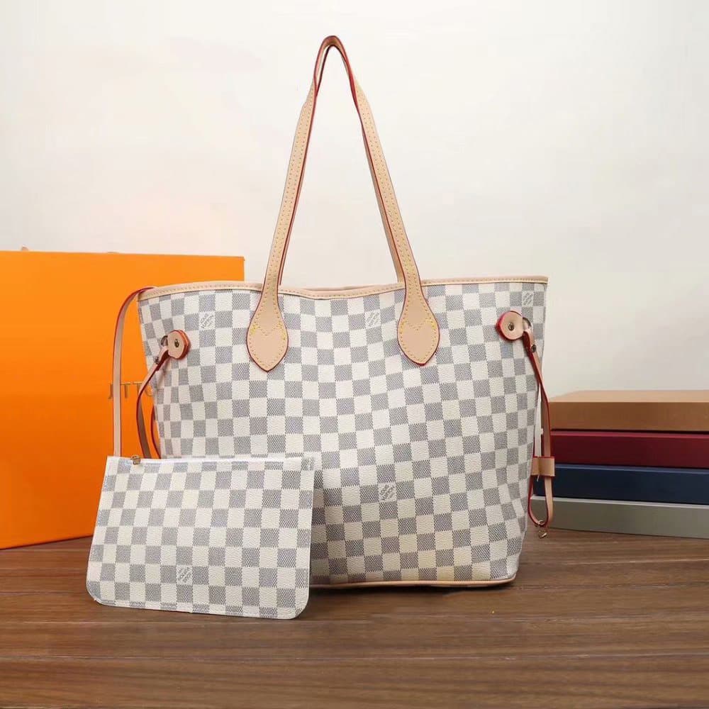 Sac à main de luxe de grande capacité, fourre-tout de Shopping, sac pour mère, Simple, impression de grille blanche, sac à bandoulière