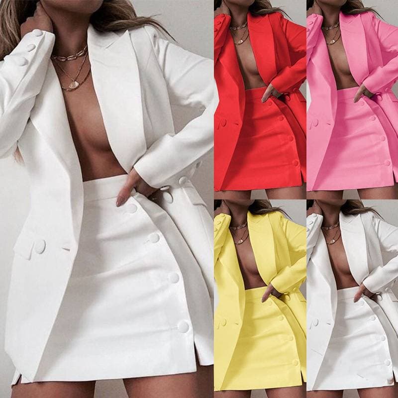Women's Clothing Spring Solid Color Suit Small Suit Jacket Short Skirt Two Piece Suit