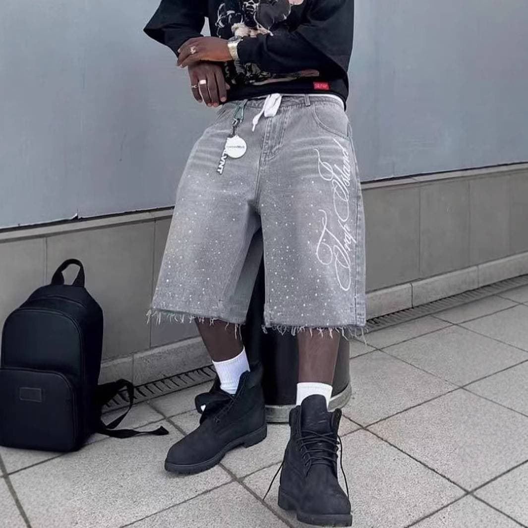 Men's Clothing New Loose Denim Shorts European And American Street Fashion Ins Hot Workwear Denim Straight Five-point