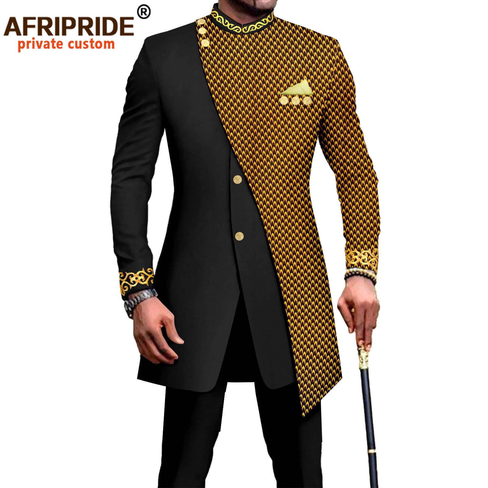 Men's clothing African men slim two piece set