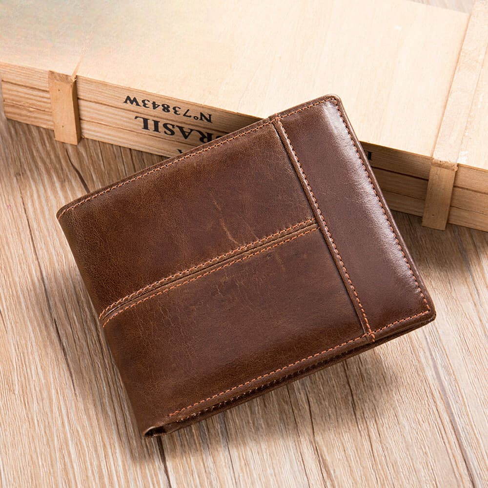 High Quality RFID Anti-theft Leather Short Item, First Layer Cowhide, Multi Card Slot, Men's Wallet, Coin Wallet