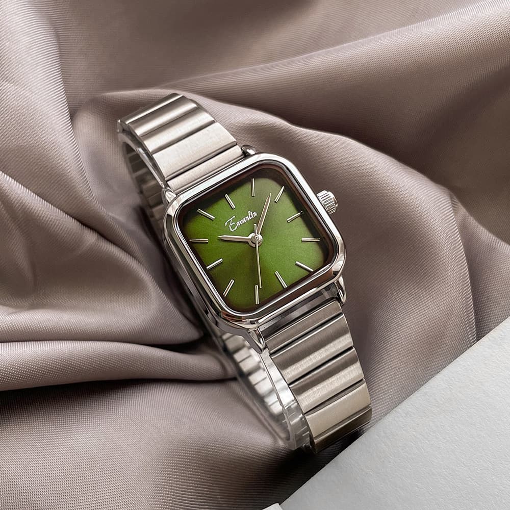 Women's Watches Women's Watch Steel Strap Watch Temperament Simple Small Green Table Student Green Small Square Table