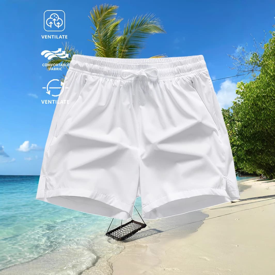 Men's Clothing Fashionable Beach Leisure Solid Color Quick Drying Loose Sports Shorts
