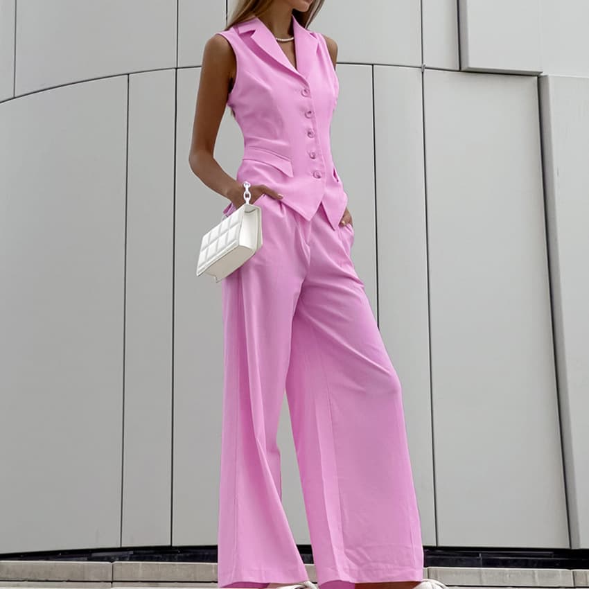 Women's Clothing Cotton And Linen Fashion Casual Suits Spring And Summer New High End Slim Vest Wide Leg Pants