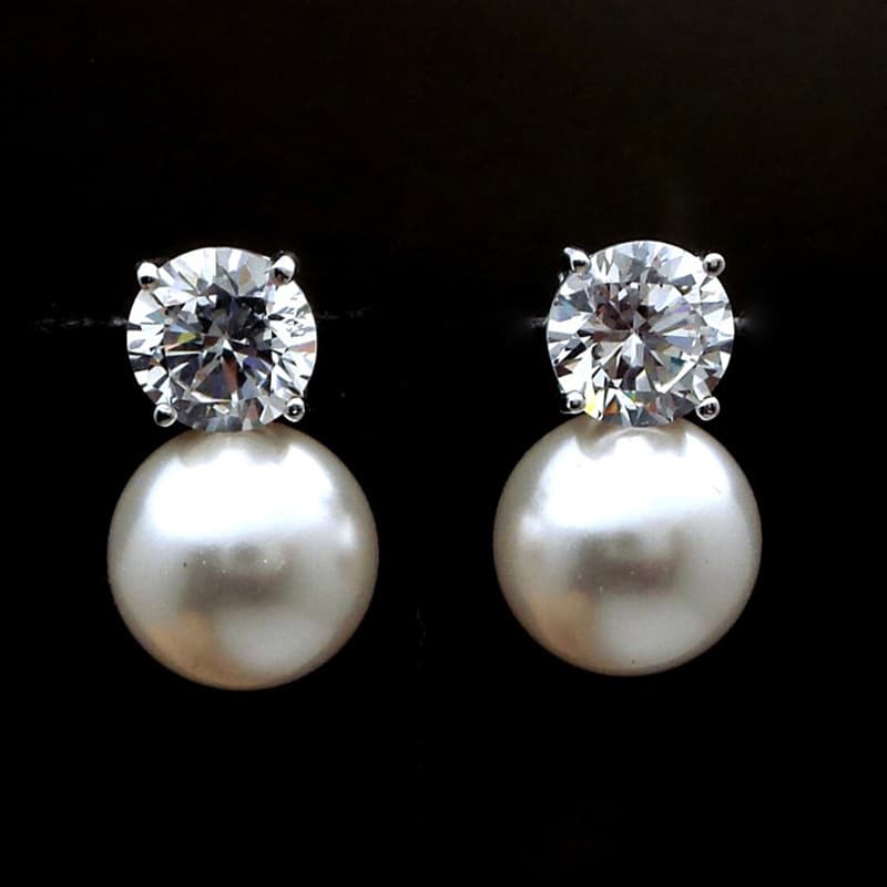 Cao Shi Ruili Star Same Style Earrings Elegant Women's Simulated Pearl Single Diamond Earrings Fashion Dinner Earrings