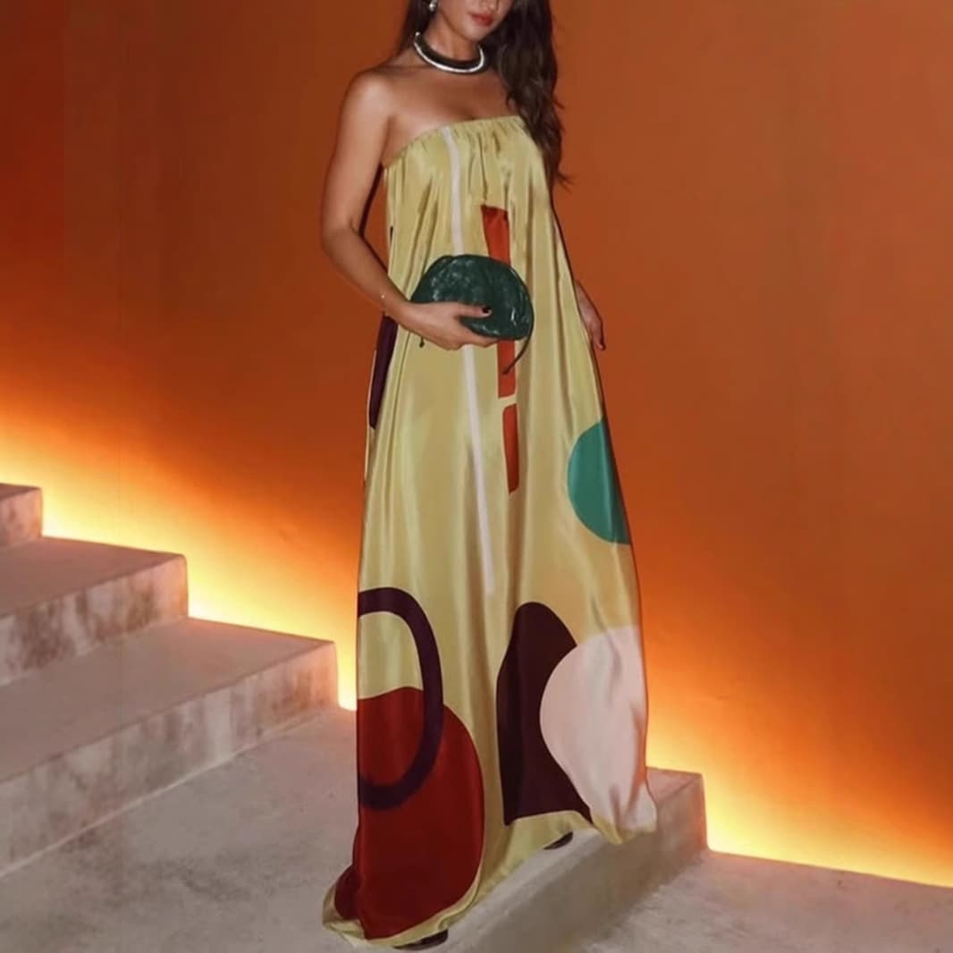 Women's Clothing Spring And Summer New Fashion Printed Sleeveless Dress Pocket Holiday Long Dress