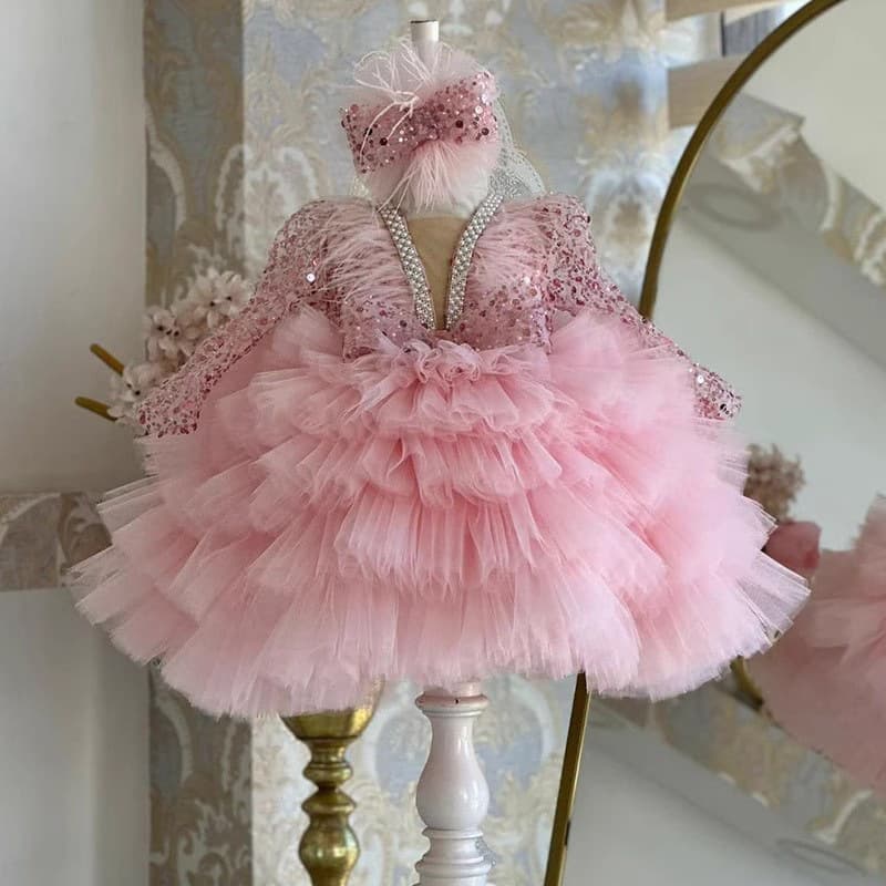 Girls' Fashionable Dresses For Little Girls, Fluffy Gauze Cake Skirts, Children's Piano Performances, Catwalk Performances