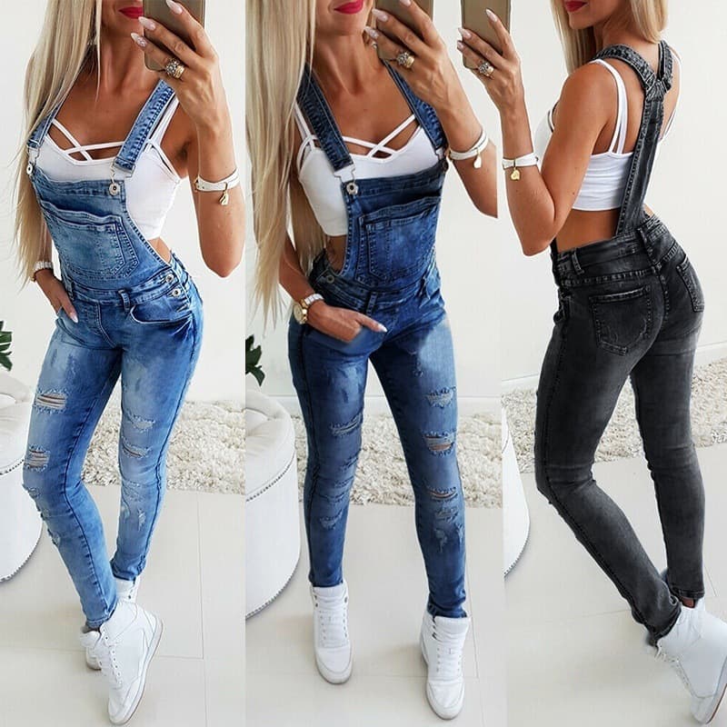 Women's Clothing New Women's Y Shaped Wide Band Sexy Tight Overalls Hand Worn Denim Jumpsuits For Women