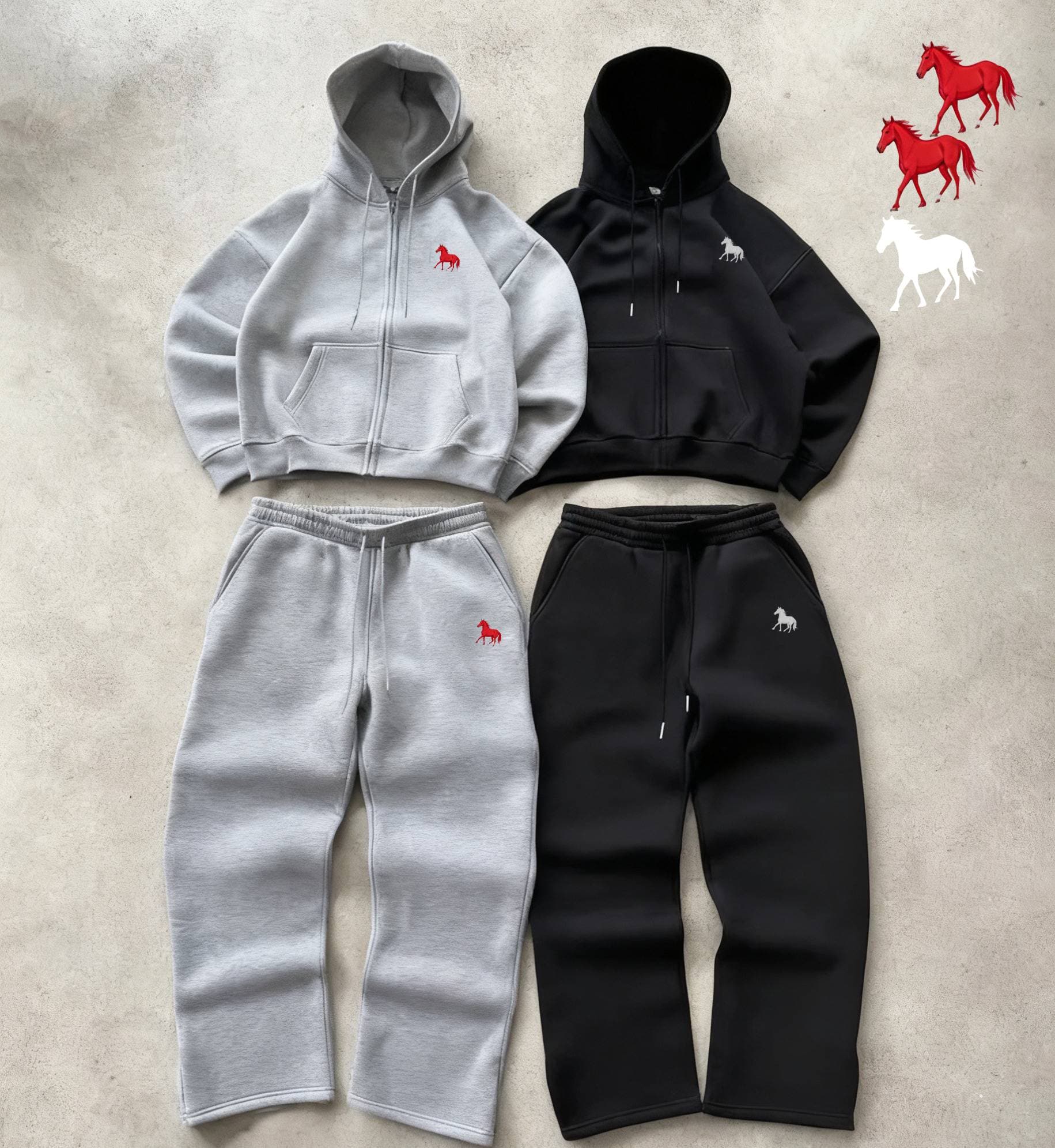 Men's Clothing House 2026 Men's Trendy Hooded Sweatshirt Set With Drawstring Pockets