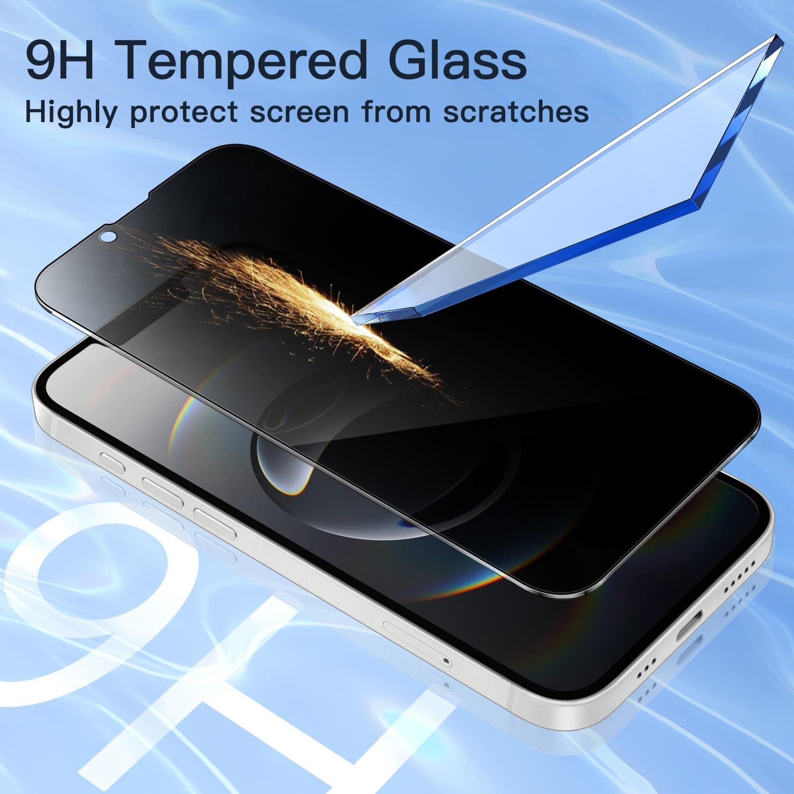3-Pack 9H+ Hardness Privacy Screen Protector, Premium Tempered Glass Anti-Spy Film For IPhone 15/16 Series, Shatterproof