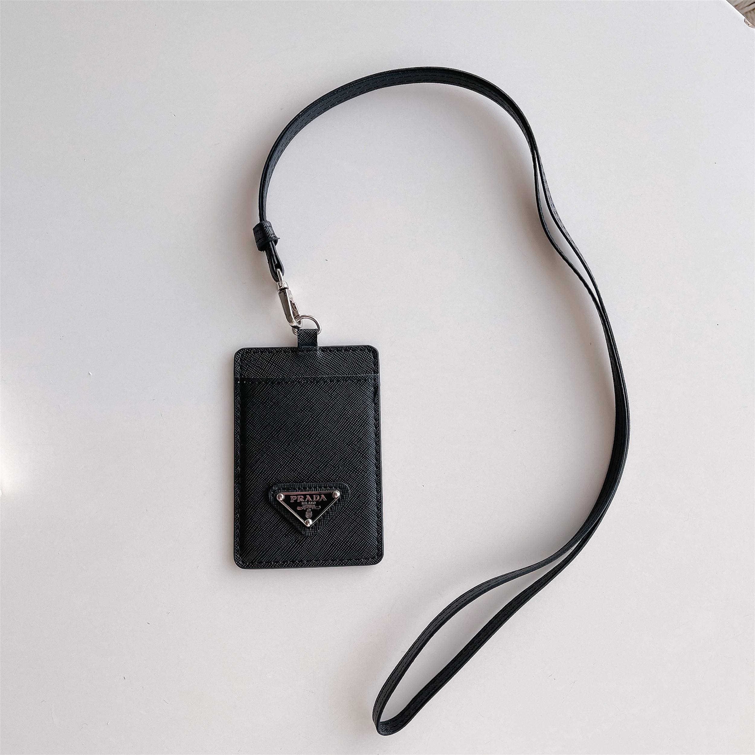 Véritable porte-cartes avec cordon tour de cou et porte-cartes en métal de qualité supérieure pour femme